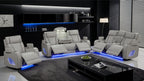 2 pc Fortuner grey faux leather power motion sofa and love seat with massagers , wireless charging, LEDS , cup holders