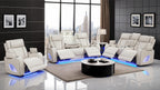 Fortuner Ice Faux Leather 2-Piece Power Motion Sofa and Love Seat with Massage, LED, Wireless Charging & Bluetooth – Matrix