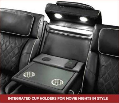 2 pc Fortuner black faux leather power motion sofa and love seat with massagers , wireless charging, LEDS , cup holders