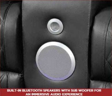 3 pc Fortuner black faux leather power motion sectional sofa with massagers and LED , Wireless charging, cup holders Bluetooth speakers