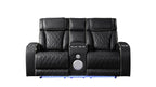 2 pc Fortuner black faux leather power motion sofa and love seat with massagers , wireless charging, LEDS , cup holders