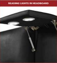 Futura black faux leather modern Queen bed with LED lighting wireless charging and nightlights