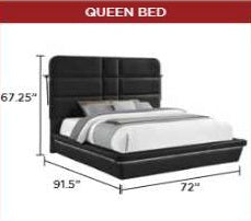 Futura black faux leather modern Queen bed with LED lighting wireless charging and nightlights