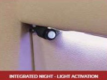 Futura caramel faux leather modern Queen bed with LED lighting wireless charging and nightlights