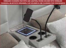 Futura grey faux leather modern Queen bed with LED lighting wireless charging and nightlights (Copy)