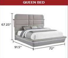 Futura grey faux leather modern Queen bed with LED lighting wireless charging and nightlights