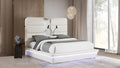 Futura white faux leather modern Queen bed with LED lighting wireless charging and nightlights