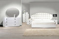 Best Master FRANCE 4 pc france white lacquer finish wood modern style queen bed set