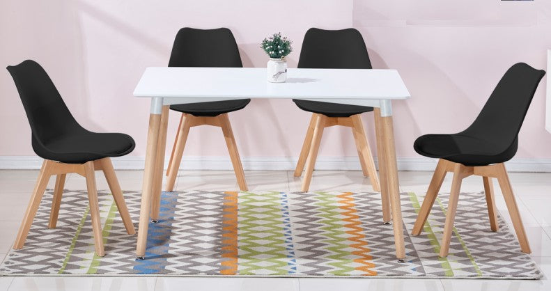 Best master G01-5PC-BK 5 pc Corrigan studio white finish top beech wood legs black chairs mid century modern dining table set