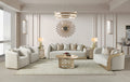 Beige Fabric 3-Piece Living Room Set with Rounded Arms and Gold-Tone Accents – HD-1053-3PC
