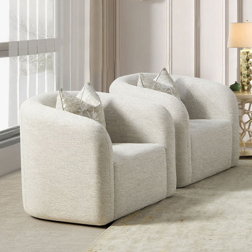 Beige Fabric 3-Piece Living Room Set with Rounded Arms and Gold-Tone Accents – HD-1053-3PC
