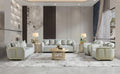 Beige Fabric 3-Piece Living Room Set with Rounded Arms and Gold-Tone Accents – HD-1068-3PC