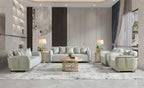Beige Fabric 3-Piece Living Room Set with Rounded Arms and Gold-Tone Accents – HD-1068-3PC