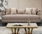 Beige Fabric 3-Piece Living Room Set with Tubular Back Design and Gold-Tone Accents – HD-3175-3PC