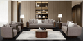 Grey Fabric 3-Piece Living Room Set with Rounded Design and Wood-Tone Accents – HD-3291-3PC