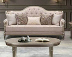 Tufted Fabric 3-Piece Living Room Set with Silvery-Tone Wood Accents – HD-6196-3PC