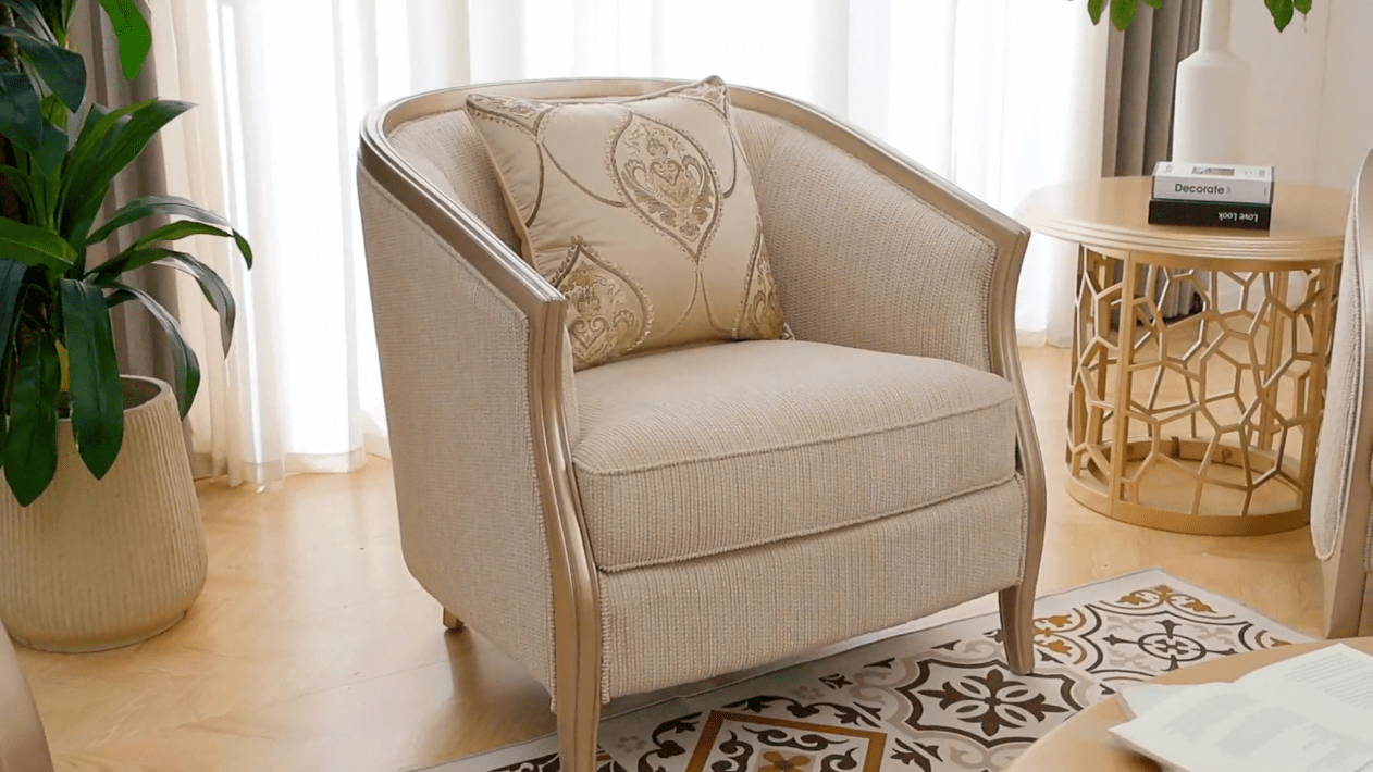 HD-7005-3PC Striking silver finish wood trim accents light colored chenille fabric upholstery Sofa , love and chair living room set