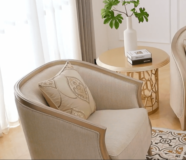 HD-7005-3PC Striking silver finish wood trim accents light colored chenille fabric upholstery Sofa , love and chair living room set