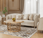 HD-7005-3PC Striking silver finish wood trim accents light colored chenille fabric upholstery Sofa , love and chair living room set
