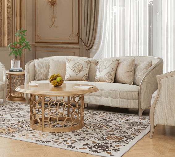 HD-7005-3PC Striking silver finish wood trim accents light colored chenille fabric upholstery Sofa , love and chair living room set