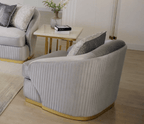 HD-7008-3PC Gold tone accents grey ribbed velvet fabric upholstery Sofa , love and chair living room set
