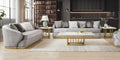 HD-7008-3PC Gold tone accents grey ribbed velvet fabric upholstery Sofa , love and chair living room set