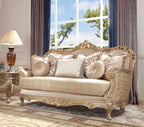 HD-8925-3PC Metallic antique gold champagne and Belle silver fabric upholstery High back Sofa , love and chair living room set