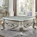 Homey Design HD-905-C Champagne silver with golden hue finish wood ornate coffee table