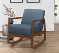 Homelegance HM1168BU Waithe mid century modern dark finish wood blue fabric rocking chair