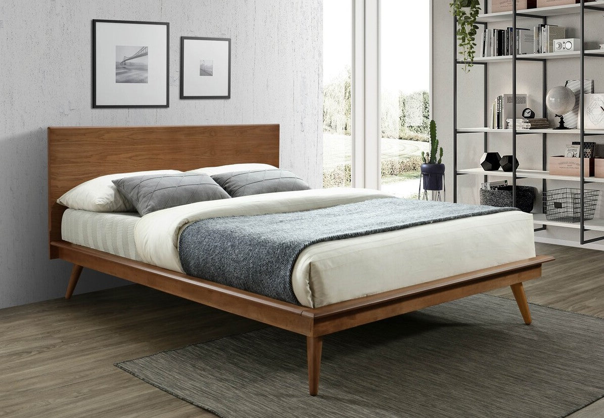 HM2070BR-1 Ebern designs greiner brown finish wood queen size platform bed frame