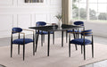 Homelegance HM5210BK-BU-5PC 5 pc Sinatra black finish frame black artificial marble dining table set blue chairs