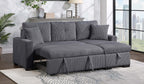 HM6530DG-SC  Winston porter cadence dark grey corduroy fabric sectional sofa with reversible storage chaise and pop up sleep area
