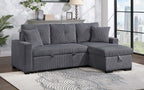 HM6530DG-SC  Winston porter cadence dark grey corduroy fabric sectional sofa with reversible storage chaise and pop up sleep area