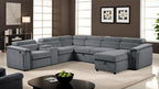 6 pc Harvey grey fabric power motion sectional sofa with usb charging storage arm sleeper and storage chaise