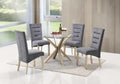 Irene-5PC 5 pc Irene gold finish wood cross base 48" round glass top dining table set