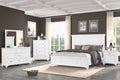 00-2118-4PC 4 pc Jamestown white finish wood country style panel headboard queen bed set