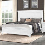 00-2118-4PC 4 pc Jamestown white finish wood country style panel headboard queen bed set