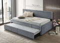 K46 Malloy dark gray wide corduroy fabric day bed with lower trundle bed