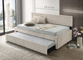 K47 Malloy cream wide corduroy fabric day bed with lower trundle bed