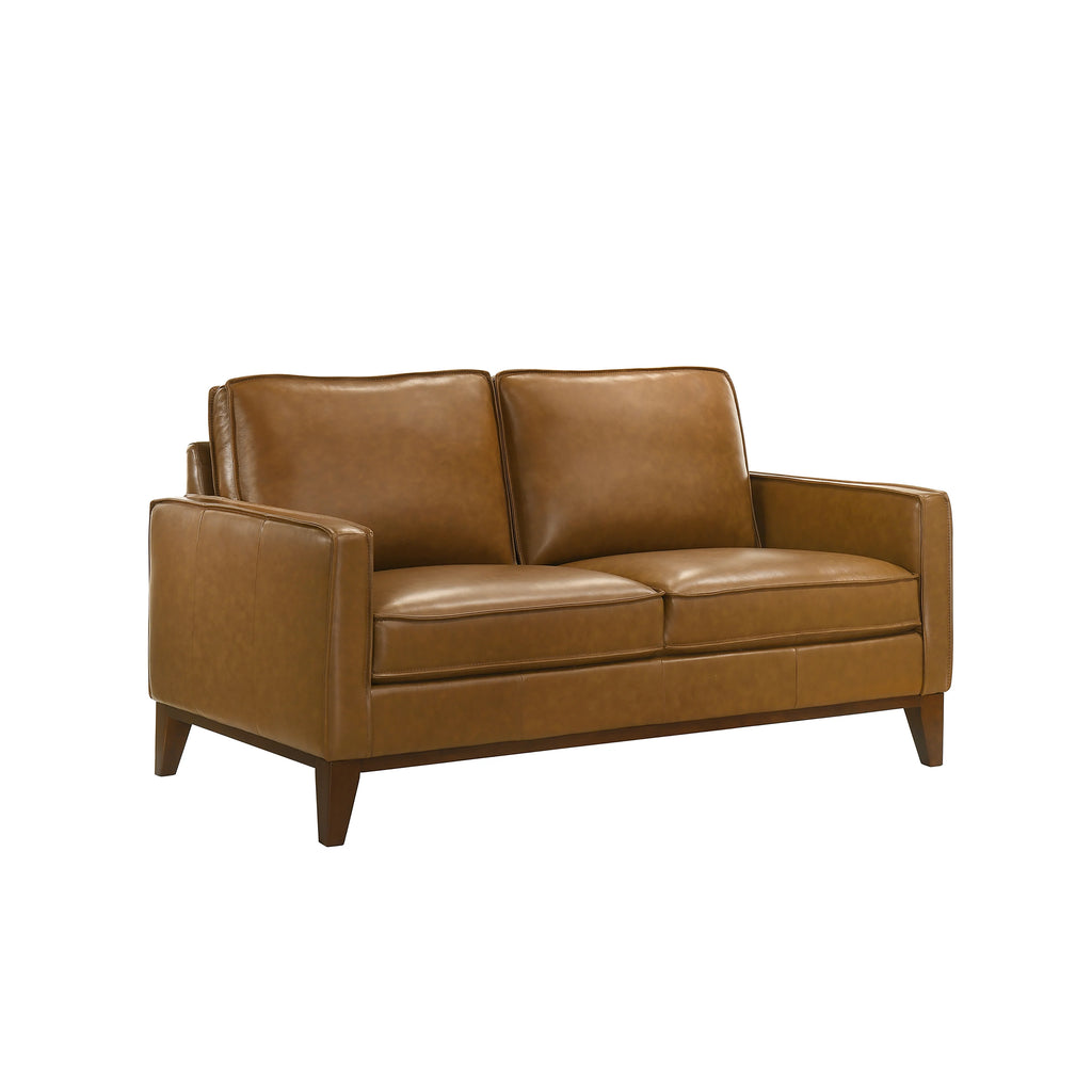 20-L1213-2NP 2 pc Caspar caramel brown top grain leather sofa and love seat with square arms