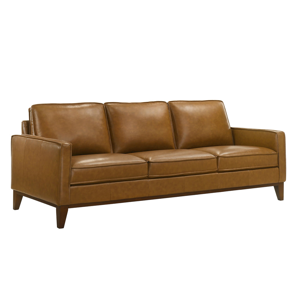 20-L1213-2NP 2 pc Caspar caramel brown top grain leather sofa and love seat with square arms