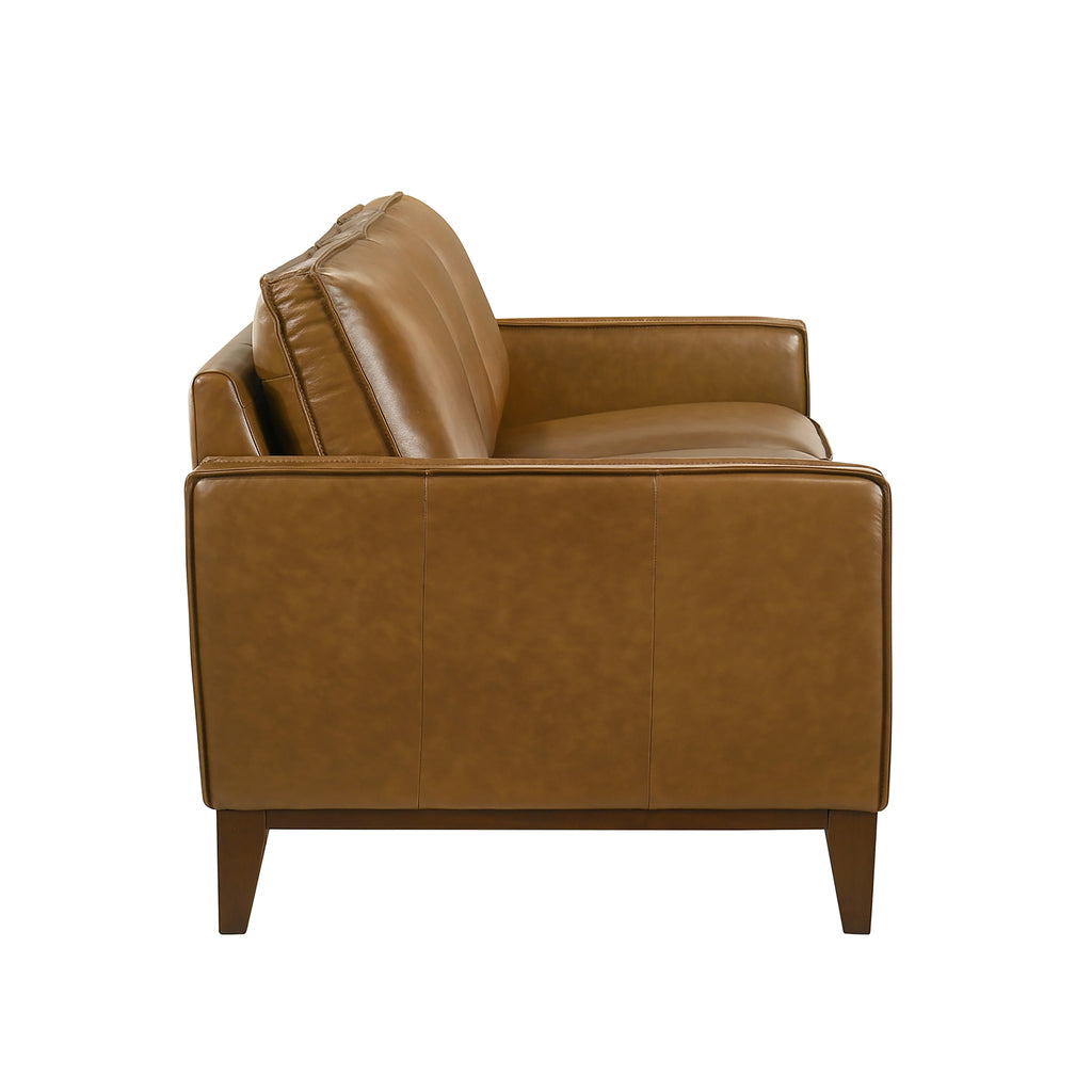 20-L1213-2NP 2 pc Caspar caramel brown top grain leather sofa and love seat with square arms