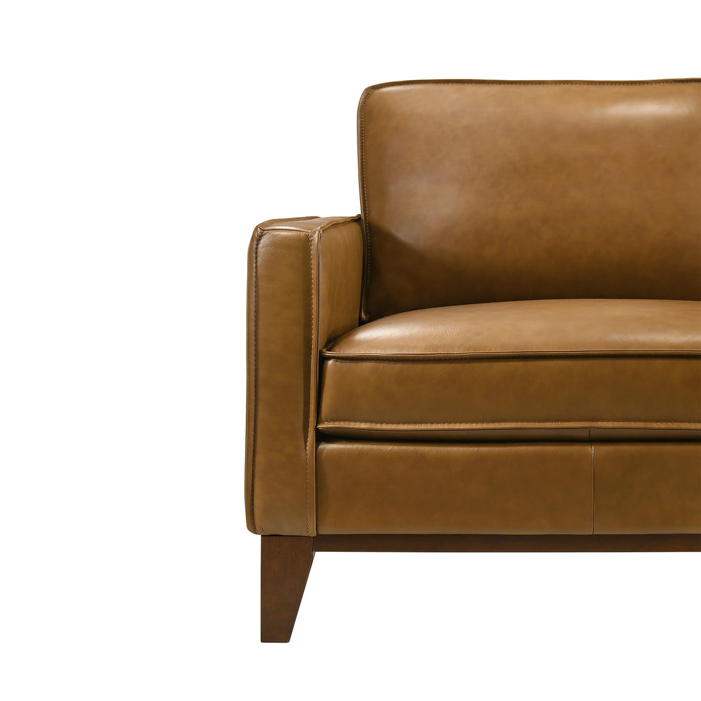 20-L1213-2NP 2 pc Caspar caramel brown top grain leather sofa and love seat with square arms