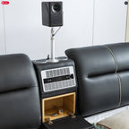 L9020BK Imally black faux leather eastern king platform bed with underbed drawers built in back massage video projector and bluetooth sound