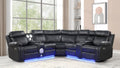 3 pc Lacrosse black faux leather power motion sectional sofa with LED , USB charging, cup holders Bluetooth speakers