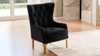 2 pc Lippa black fabric upholstered tufted arms gold trim accents sofa and love seat set with sleeper and storage