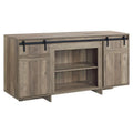Acme LV01440 Bellarose washed gray finish wood farmhouse style sliding barn door TV stand