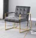 Best Master LX006GYG  Bradley grey velvet fabric gold metal frame mid century modern living room accent arm chair