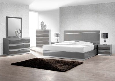 Best Master Leon 4 pc leon modern style gray lacquer finish queen bedroom set