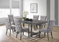 London-7PC 7 pc London antique grey finish wood dining table set tufted back chairs